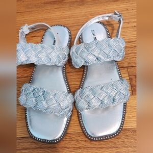 Steve Madden Metallic Silver Braided Sandals